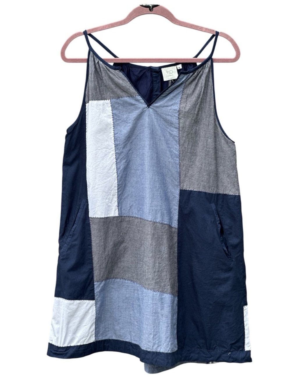 Anthropologie HD in Paris Blue Patchwork Bohemian Sleeveless Dress-  Medium